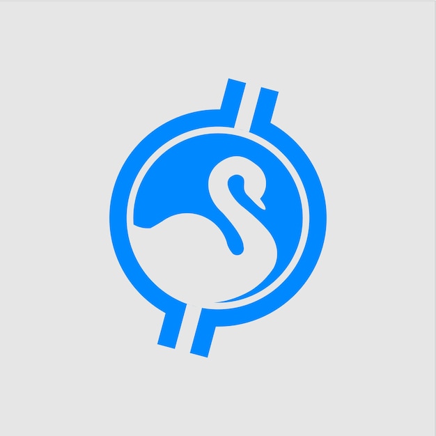 Vector un logotipo de cisne azul con un cisne blanco en la parte inferior.