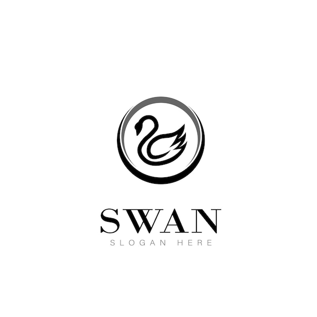 logotipo del cisne diseño de anime símbolo de belleza negocio natural