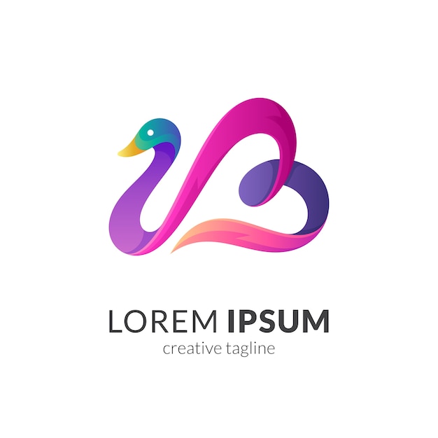 Logotipo de cisne con forma de corazón