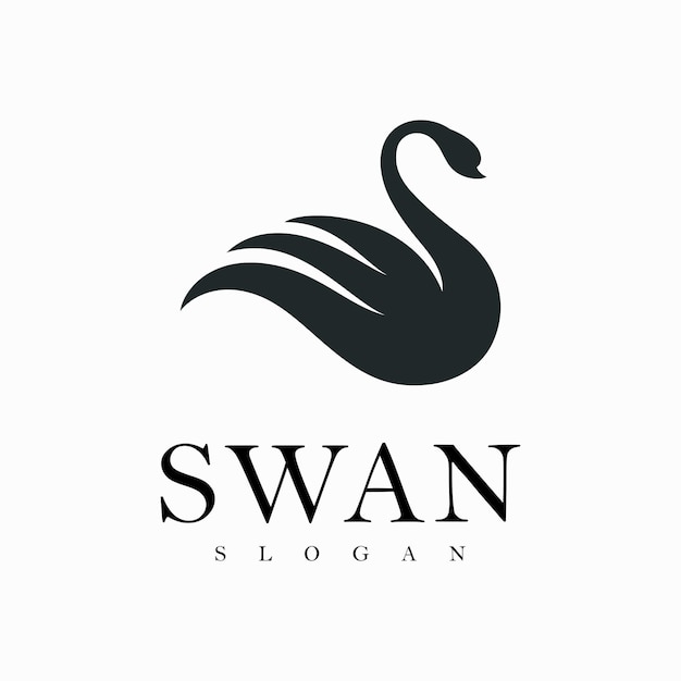 Logotipo del cisne Símbolo vectorial simple y elegante