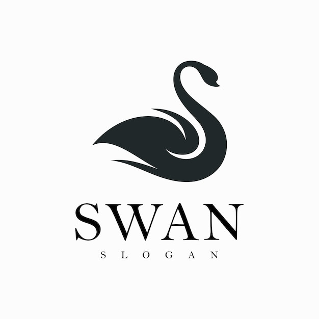Logotipo del cisne Símbolo vectorial simple y elegante