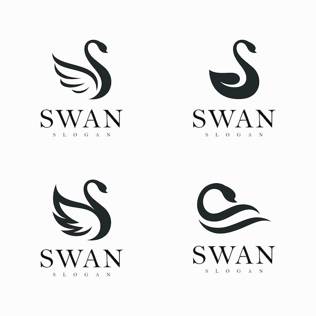 Vector logotipo del cisne símbolo vectorial simple y elegante