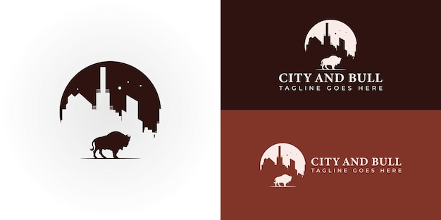 Vector el logotipo de la ciudad en forma de círculo con silueta de la ciudad aplicado para el logotipo de viviendas y apartamentos
