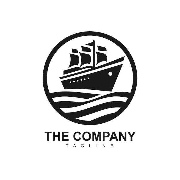 Logotipo clásico de barco de vela sencillo Diseño moderno para temas marítimos Reproducción confiable en impresión
