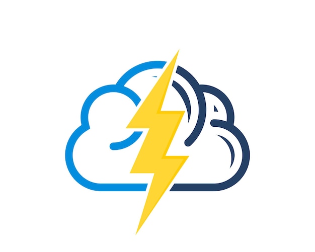 Logotipo de clima y relámpagos en la nube