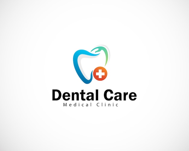 El logotipo de la clínica dental diseña un círculo de mano simple y moderno para el concepto de diseño de atención médica