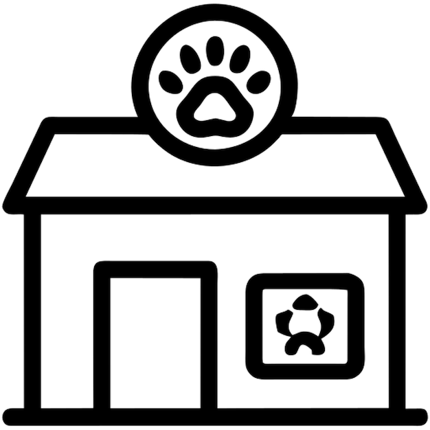 El logotipo de la clínica veterinaria es el icono del diseño del sol.