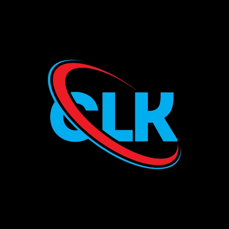 Vector el logotipo clk, la letra clk, el diseño del logotipo, las iniciales clk, vinculado con círculo y mayúscula, el logotipo del monograma, la tipografía clk para el negocio tecnológico y la marca inmobiliaria.