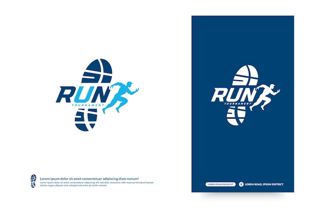 Vector logotipo del club de carreras, torneo de maratón, identidad del equipo deportivo, entrenamiento de atletas de fitness de por vida