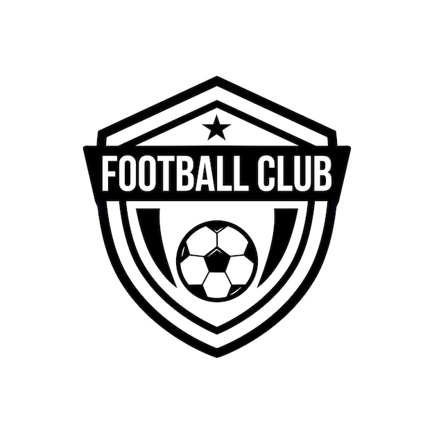 El logotipo del club de fútbol o de fútbol, el emblema, la insignia, la ilustración vectorial en blanco y negro