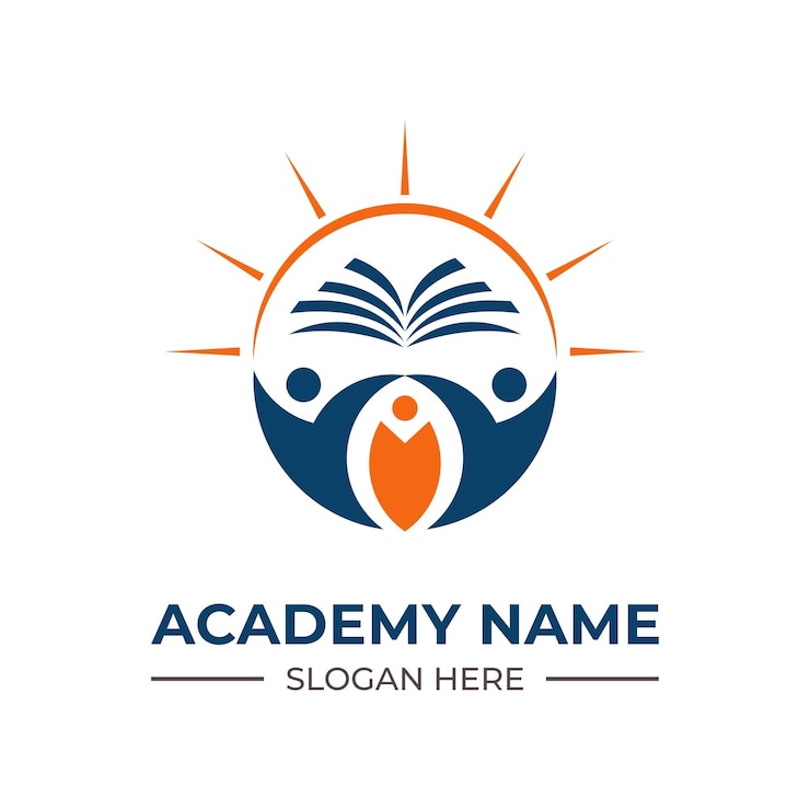 Vector logotipo del club del instituto de la academia de la universidad y la escuela universitaria de educación. estilo de emblema de logotipo de aprendizaje