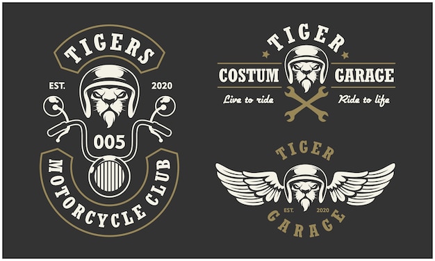 Vector logotipo del club de motos y garaje.