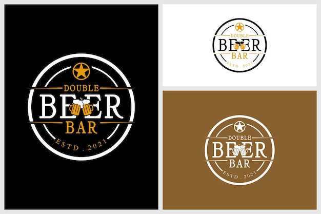 El logotipo del club nocturno de la compañía de cerveza con cerveza de vidrio
