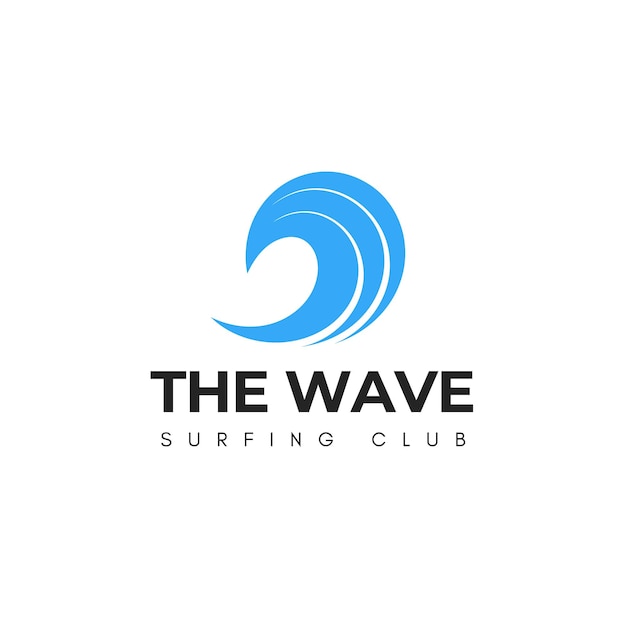 El logotipo del club de surf de olas negras y azules