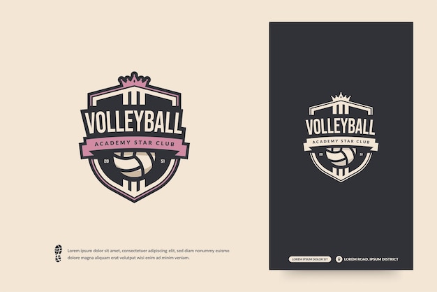 Logotipo del club de voleibol, plantilla de emblemas del torneo de voleibol. insignia de esport de identidad del equipo deportivo