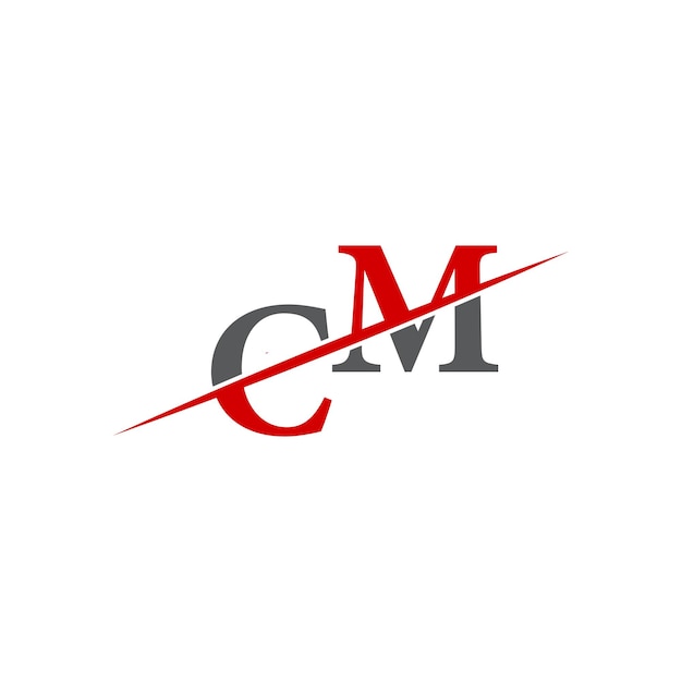 Logotipo CM minimalista con línea diagonal dinámica