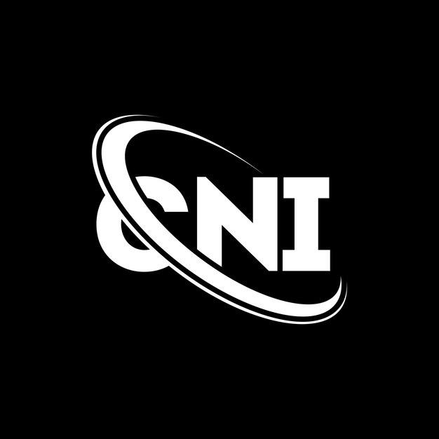 El logotipo CNI, la letra CNI, el diseño del logotipo de la carta CNI, las iniciales, el logotipo de CNI vinculado con un círculo y un monograma en mayúsculas, la tipografía de CNI para el negocio tecnológico y la marca inmobiliaria.