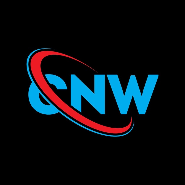 El logotipo CNW, la letra CNW, el diseño del logotipo de la carta CNW, las iniciales CNW, vinculado con un círculo y un monograma en mayúsculas, el logotipo de CNW, tipografía para empresas tecnológicas y marcas inmobiliarias.