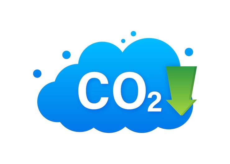 Vector logotipo de co2 en estilo plano aislado sobre fondo vacío. icono de plano sobre fondo blanco. ilustración de logotipo vectorial.