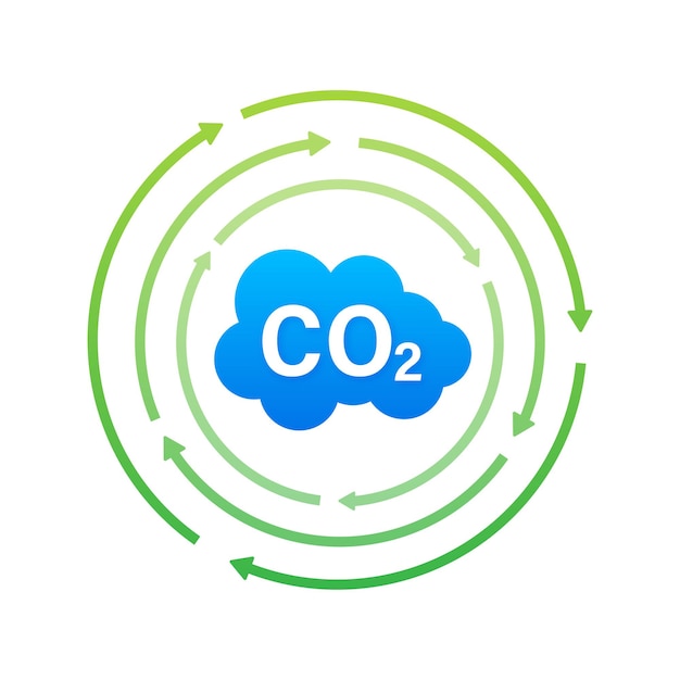 Vector logotipo de co2 en estilo plano aislado sobre fondo vacío. icono de plano sobre fondo blanco. ilustración de logotipo vectorial.