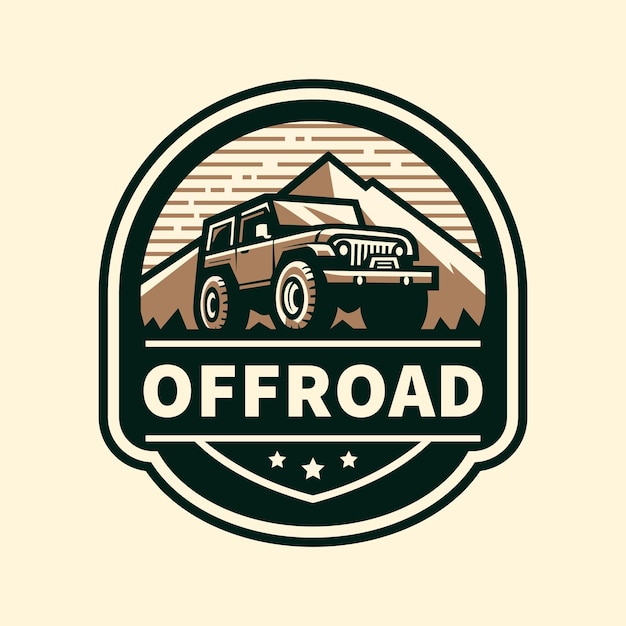 El logotipo del coche de aventura fuera de carretera con estilo vintage