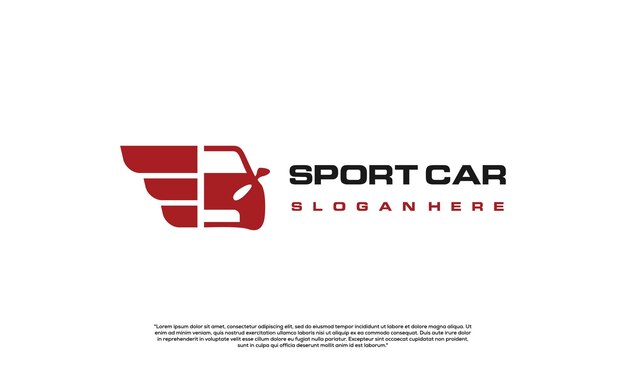 El logotipo del coche de carreras se combina con la ilustración del ala