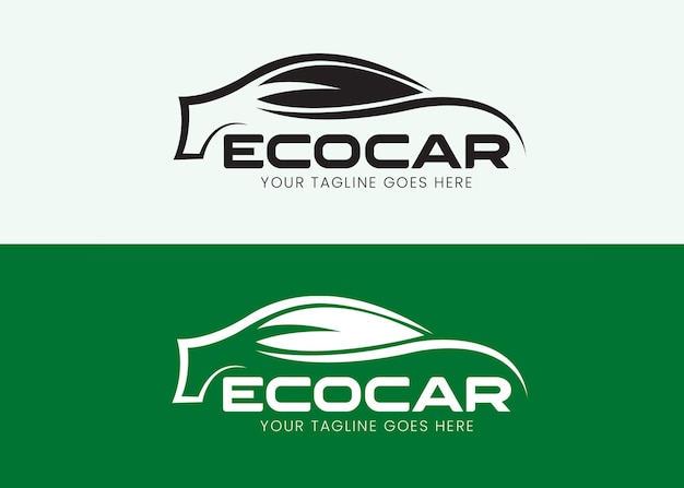Logotipo de coche ecológico con el título 'coche ecológico'