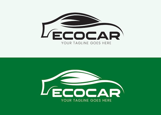 Logotipo de coche ecológico con el título 'coche ecológico'