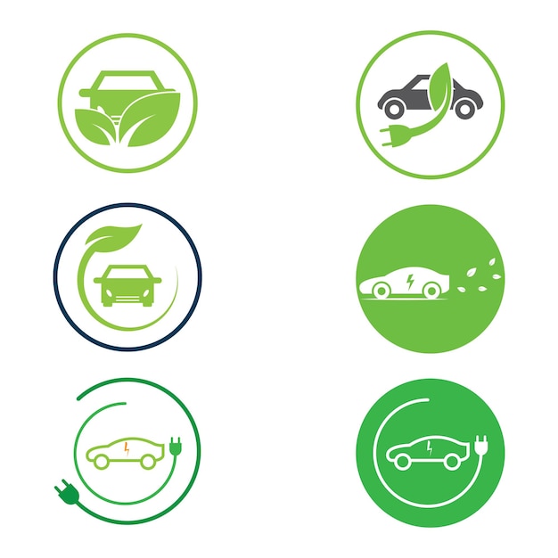 Logotipo de coche ecológico y vector de símbolo