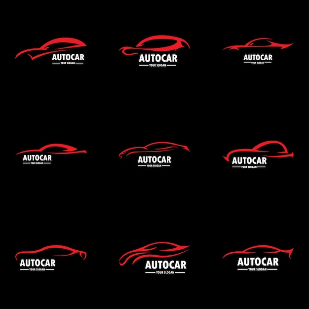 Logotipo del coche en vector de plantilla de diseño gráfico de línea simple