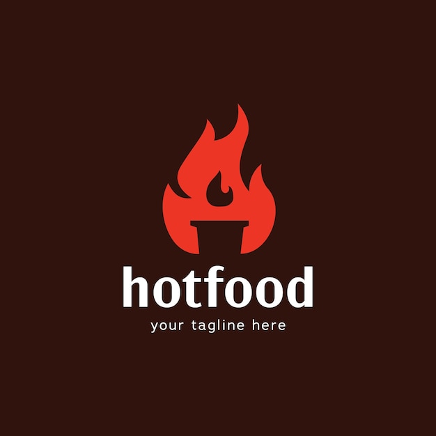 Logotipo de cocina de alma de olla caliente con icono de silueta de olla dentro del símbolo de llama de fuego logotipo de restaurante simple de olla caliente
