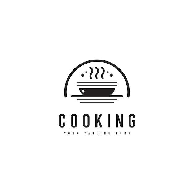 Vector logotipo de cocina con herramientas de cocina silueta objeto estilo minimalista adecuado para cocinar restaurante o producto del menú de alimentos