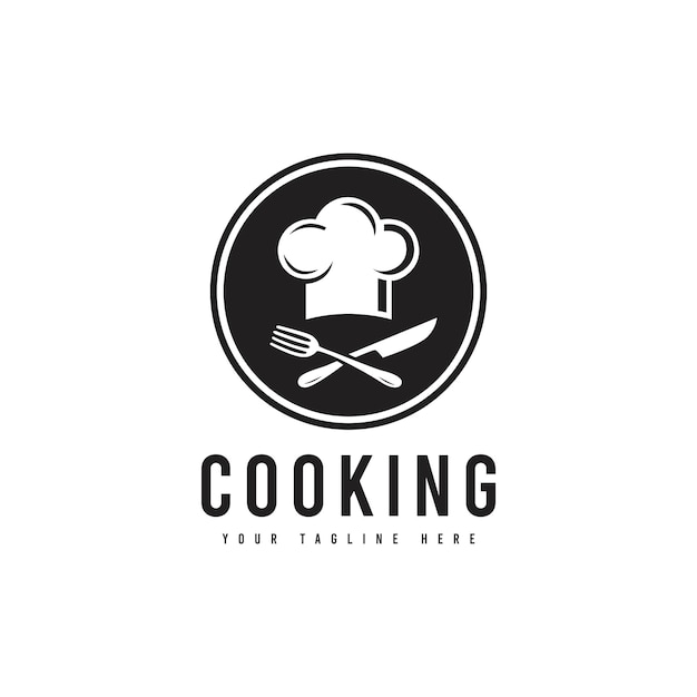 Logotipo de cocina con herramientas de cocina silueta objeto estilo minimalista adecuado para cocinar restaurante o producto del menú de alimentos