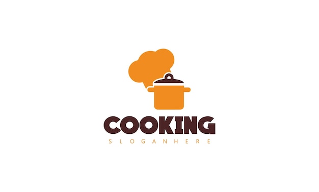 un logotipo para un cocinero cocinando con una olla en la parte superior