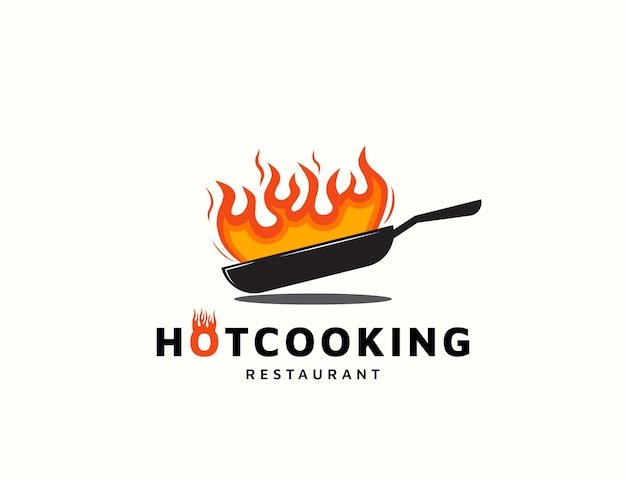 Logotipo de cocinero con diseño de fuego.