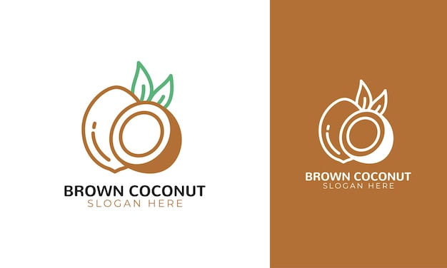 Logotipo de coco marrón con estilo minimalista.