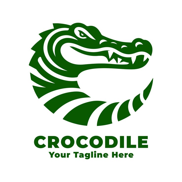 Vector logotipo cocodrilo vector sencillo con concepto verde