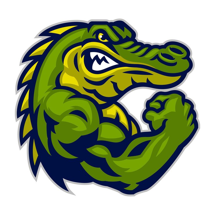 Vector logotipo de cocodrilo verde mascota enojada