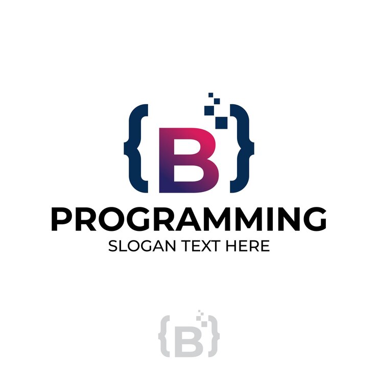 Vector logotipo de código digital con ilustración de codificación de diseño de letra b con conceptos de diseño de ilustración de píxeles