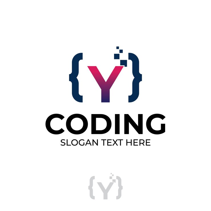 Vector logotipo de código digital con ilustración de codificación de diseño de letra y con conceptos de diseño de ilustración de píxeles
