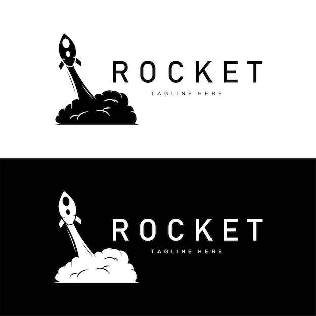 Logotipo del cohete diseño simple silueta de la marca vehículo espacial plantilla de ilustración minimalista