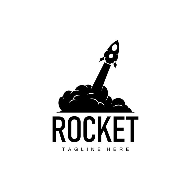 Logotipo del cohete diseño simple silueta de la marca vehículo espacial plantilla de ilustración minimalista