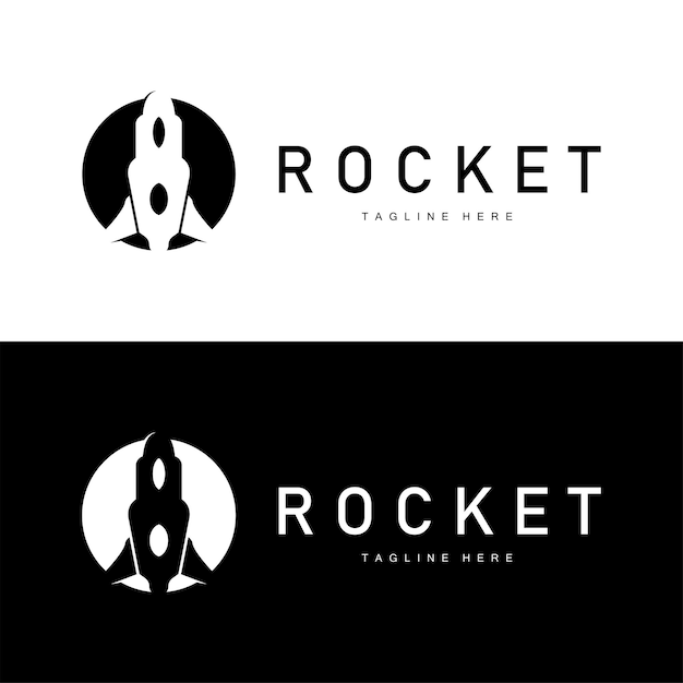 Logotipo del cohete diseño simple silueta de la marca vehículo espacial plantilla de ilustración minimalista