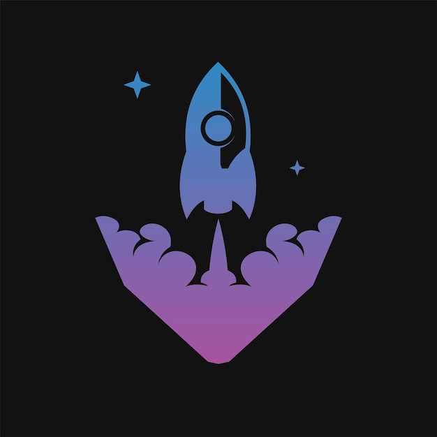 logotipo de cohete con estilo plano