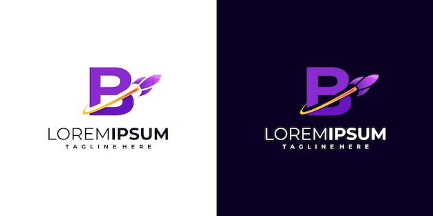 Logotipo de cohete de marca de letra