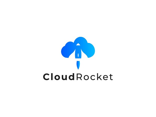 Logotipo de cohete de nube de degradado vectorial