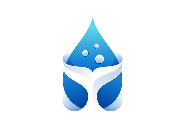 Vector logotipo de la cola de la ballena gotas de agua delfín tiburón