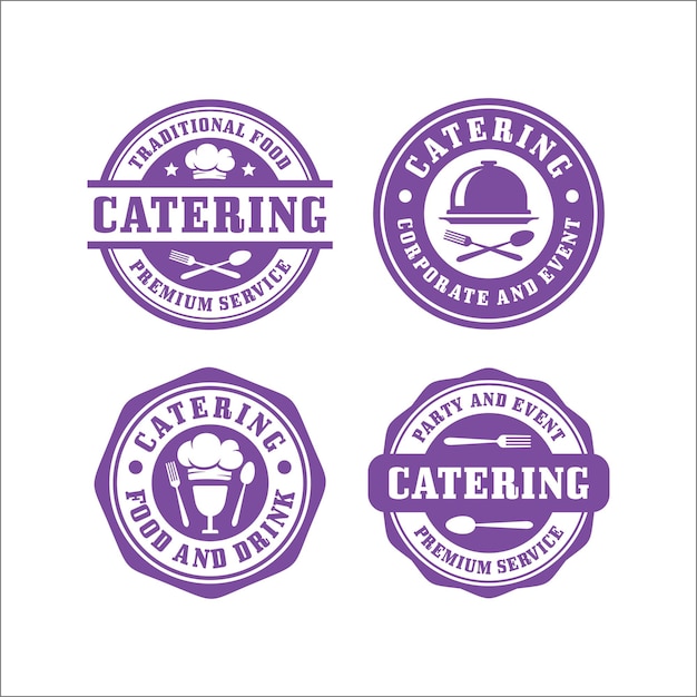 Logotipo de colección de diseño de sellos de catering