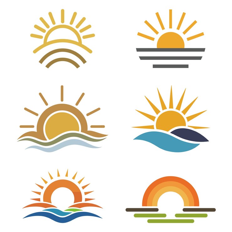 El logotipo de la colección de símbolos de sol diseños modernos para negocios
