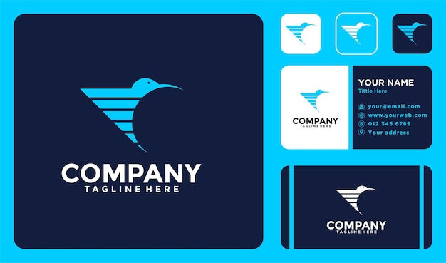 logotipo de colibrí con diseño de tarjeta de visita